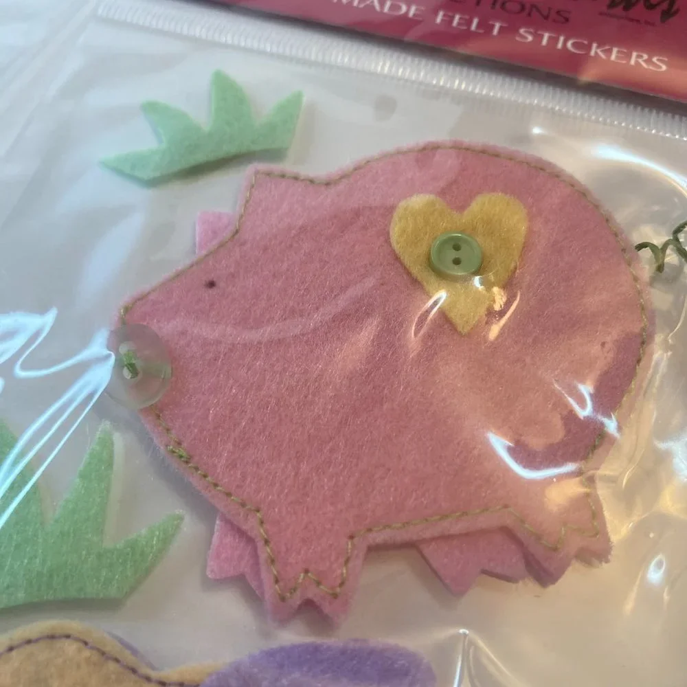 Scrapbook Embellishments Felt Stickers Flowers Pig Sheep Paper Crafts